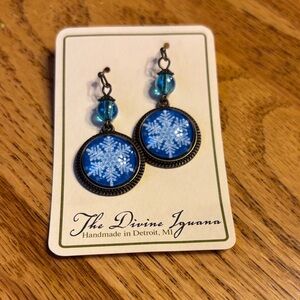 Blue Snowflake Earrings
